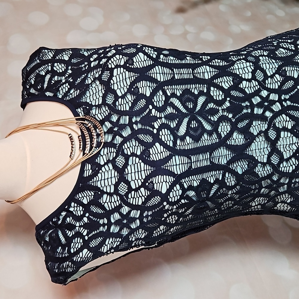 Covington | Blue and Aqua  Lace A-line Dress - Picture 2 of 10